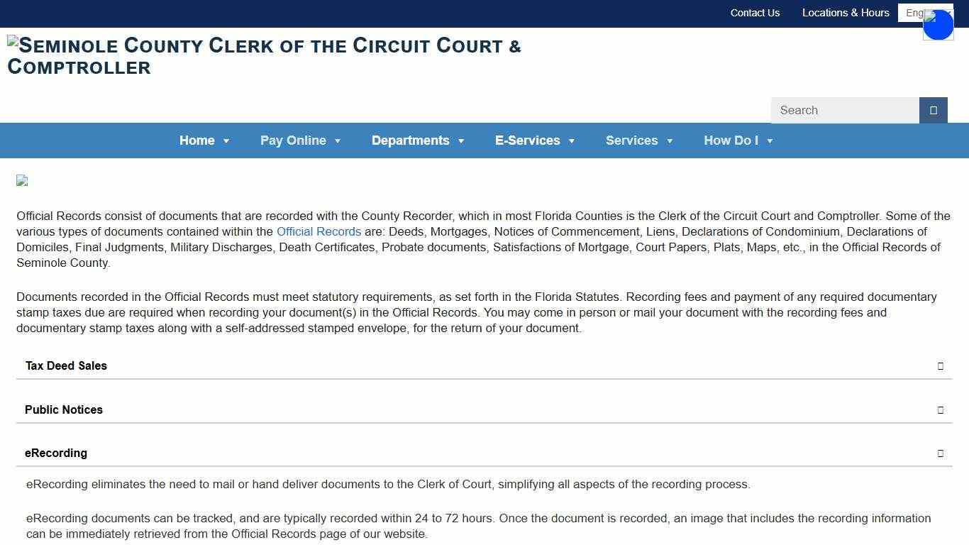Official Records - Seminole County Clerk of the Circuit Court & Comptroller